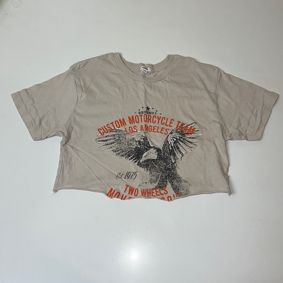 neutral Cropped Moto T Shirt - Picture 1 of 5